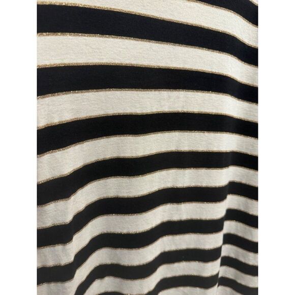 Talbots Pima Cotton Striped Metallic Knit Long Sleeve Top 1X - Picture 3 of 5